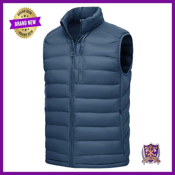 Other - Men's Lightweight Puffer Vest with 5 Pockets, Water-Resistant, Full Zip